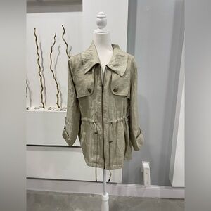 Hearts of Palm Tan Utility Jacket with Drawstring Waist